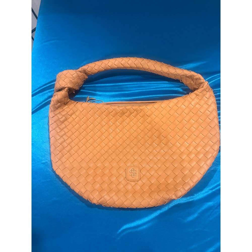 Simply Southern Woven Hobo Bag Tan Cognac Braided Handle NWT